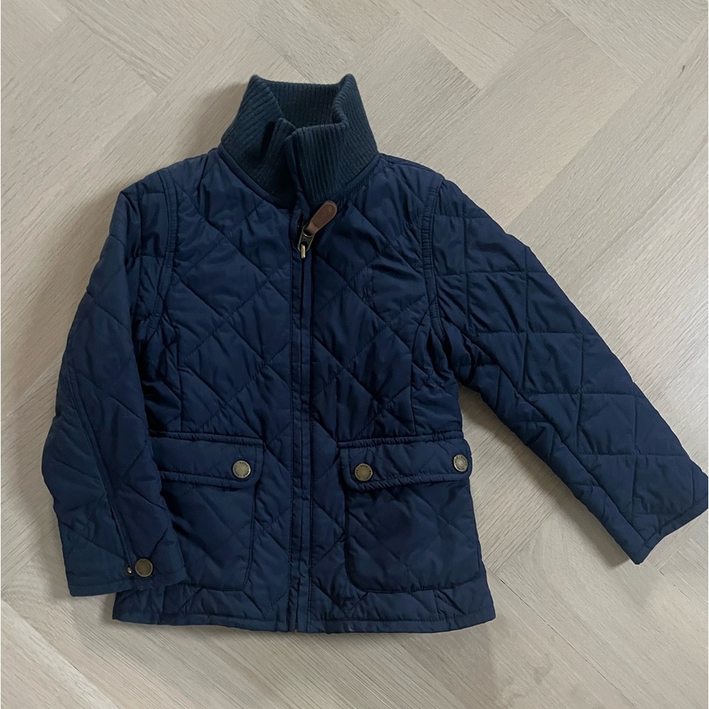 Girls Ralph Lauren zip up quilted navy barn jacket- 3T